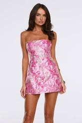 Twinkle Into Luxe Strapless Mini Dress Pink