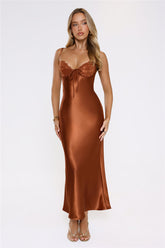 Made For This Lace Satin Maxi Dress Bronze