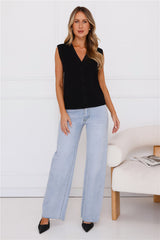 Stylish Side Knit Vest Black