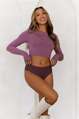 BASE Errands All Day Long Sleeve Crop Top Mauve