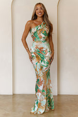 Lagoon Love One Shoulder Maxi Dress Green