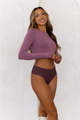 BASE Errands All Day Long Sleeve Crop Top Mauve