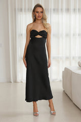 Up And Downs Satin Maxi Dress Black