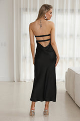 Up And Downs Satin Maxi Dress Black