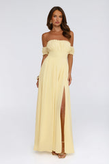 Ocean Aura Off Shoulder Maxi Dress Yellow
