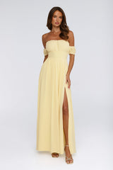 Ocean Aura Off Shoulder Maxi Dress Yellow