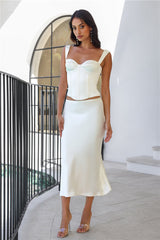 RUNAWAY Oura Midi Skirt Ivory