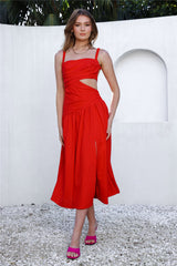 Your Simple Days Midi Dress Red