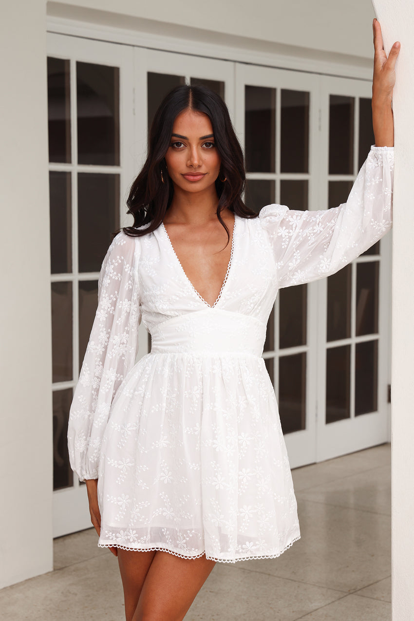 Flower Patch Mini Dress White