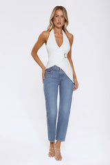 Wedgie High Rise Straight Fit Jeans Oxnard Haze Blue