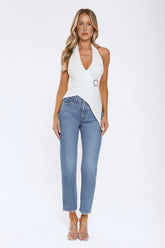 Wedgie High Rise Straight Fit Jeans Oxnard Haze Blue