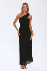 Evening Allure Mesh Strapless Maxi Dress Black