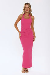 Essential Edit Halter Maxi Dress Hot Pink