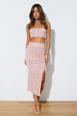Like A Genie Midi Skirt Blush Shimmer