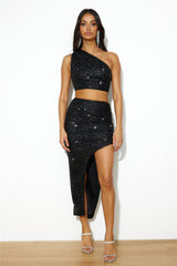 Only Yours Sequin Crop Top Black