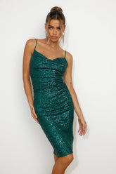 Dazzle Girl Sequin Midi Dress Green
