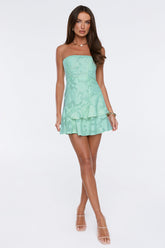 Entrance Only Strapless Mini Dress Mint