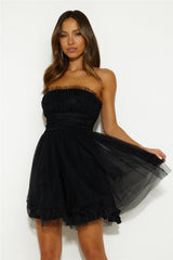 Hollywood Lights Tulle Mini Dress Black