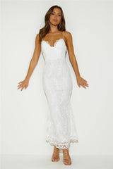Diamond Ring Lace Maxi Dress White