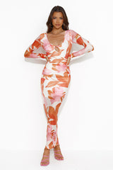 Splash In The Ocean Mesh Midi Dress Pink
