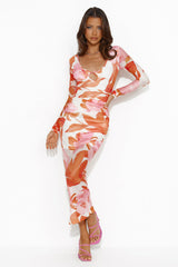 Splash In The Ocean Mesh Midi Dress Pink