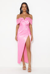 Formal Affair Satin Maxi Dress Pink