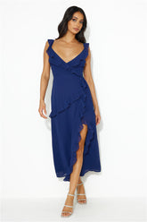 Chasing Seasons Frill Maxi Dress Navy