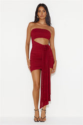 One Week Vacay Strapless Mesh Mini Dress Maroon