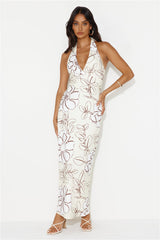 Oasis Hour Halter Maxi Dress Beige