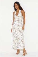 Oasis Hour Halter Maxi Dress Beige