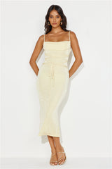 Doubled Up Mesh Midi Dress Yellow