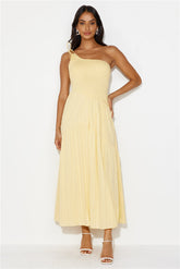 Shining Happiness One Shoulder Maxi Dress Yellow