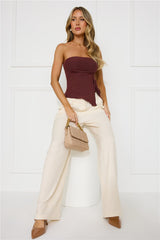 Flirty Game Strapless Mesh Top Brown