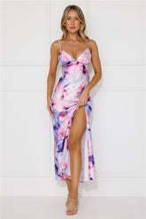 Party In Brooklyn Satin Maxi Dress Purple