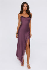 Quietly Magnetic Satin Lace Maxi Dress Mauve
