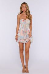 Let’s Get Dressed Strapless Mini Dress Multi