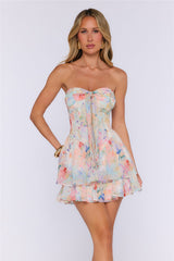 Let’s Get Dressed Strapless Mini Dress Multi