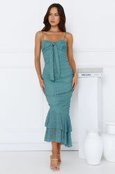 Dainty Design Mesh Midi Dress Green