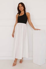 Sea Foam Halter Midi Dress White