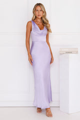 Crystal Luxe Satin Maxi Dress Lilac