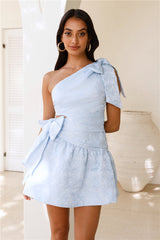 Sprinkled With Love One Shoulder Mini Dress Blue