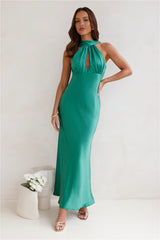 Sleeker Now Satin Maxi Dress Green