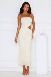 Perfect Vacay Strapless Mesh Maxi Dress Yellow