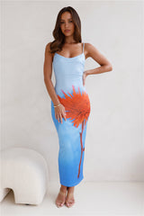 Deia Midi Dress Orange Flower