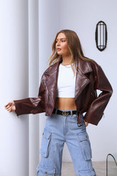 LIONESS Staten Island Jacket Faux Leather Mulberry