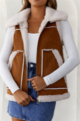 Snow Hut Faux Fur Vest Brown