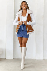 Snow Hut Faux Fur Vest Brown