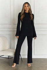 Cozy Holidays Long Sleeve Ribbed Top Black