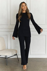Cozy Holidays Long Sleeve Ribbed Top Black