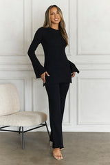 Cozy Holidays Long Sleeve Ribbed Top Black